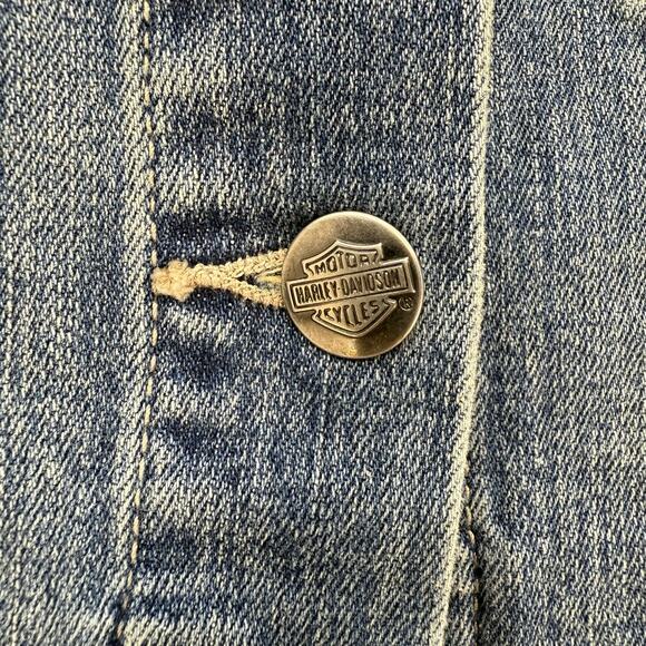 Harley Davidson Denim Jean Jacket Women's S Blue Embroidered Studded Logo EUC - Picture 7 of 12
